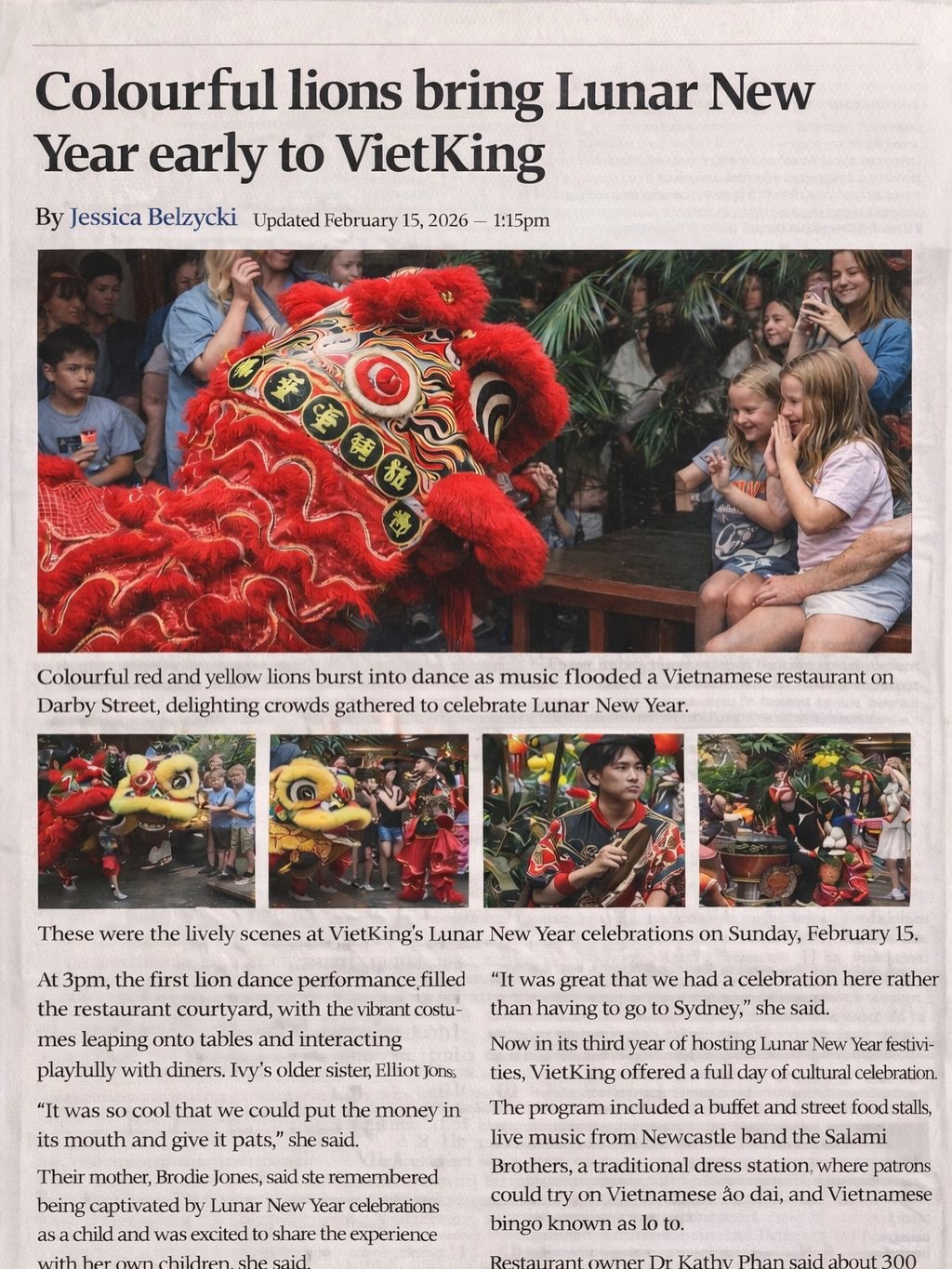 NEW - NEWCASTLE HERALD - 'Meaningful for us': Newcastle brings in Lunar New Year early at VietKing