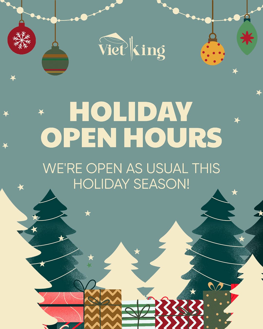 🎁🌲 No holiday breaks here - just good food, warm gatherings, and festive vibes. ✨ 𝐕𝐢𝐞𝐭𝐤𝐢𝐧𝐠 𝐢𝐬 𝐨𝐩𝐞𝐧 𝐚𝐬 ...